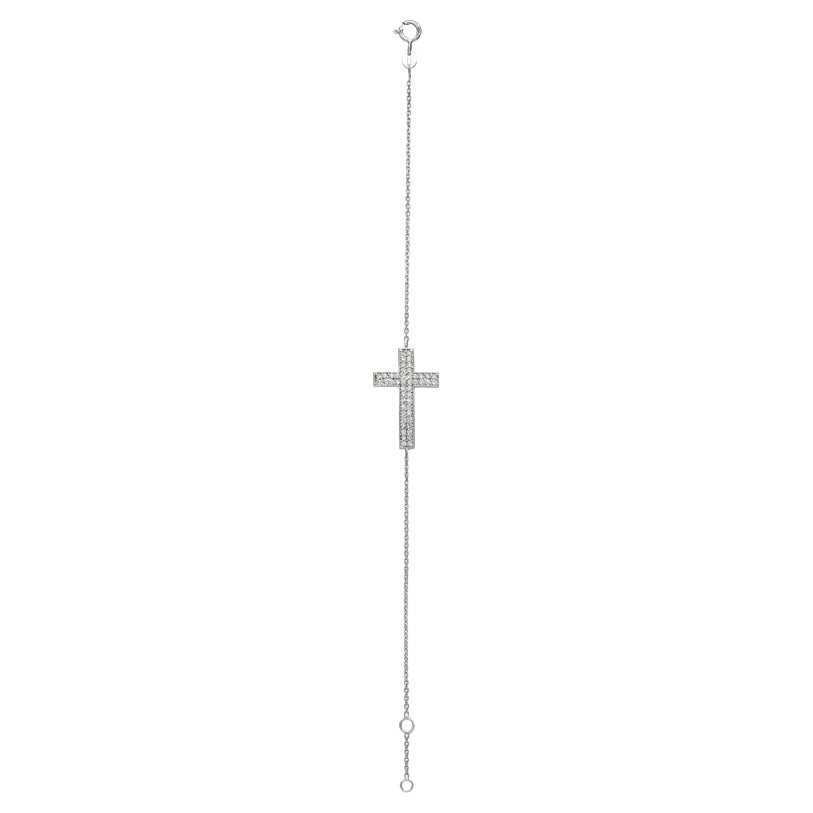 Pulsera Cruz Diamante 0,50 Quilates G SI Oro Blanco 14K