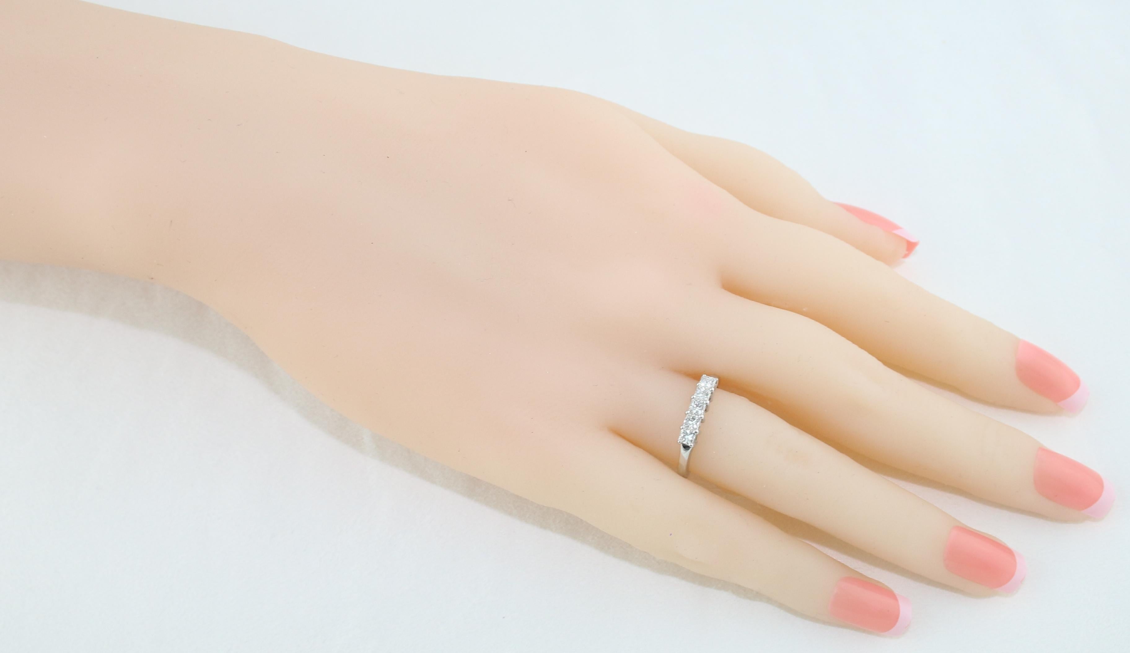 Contemporary 0.50 Carat Diamond Gold Princess Cut Five-Stone Half Band Ring For Sale