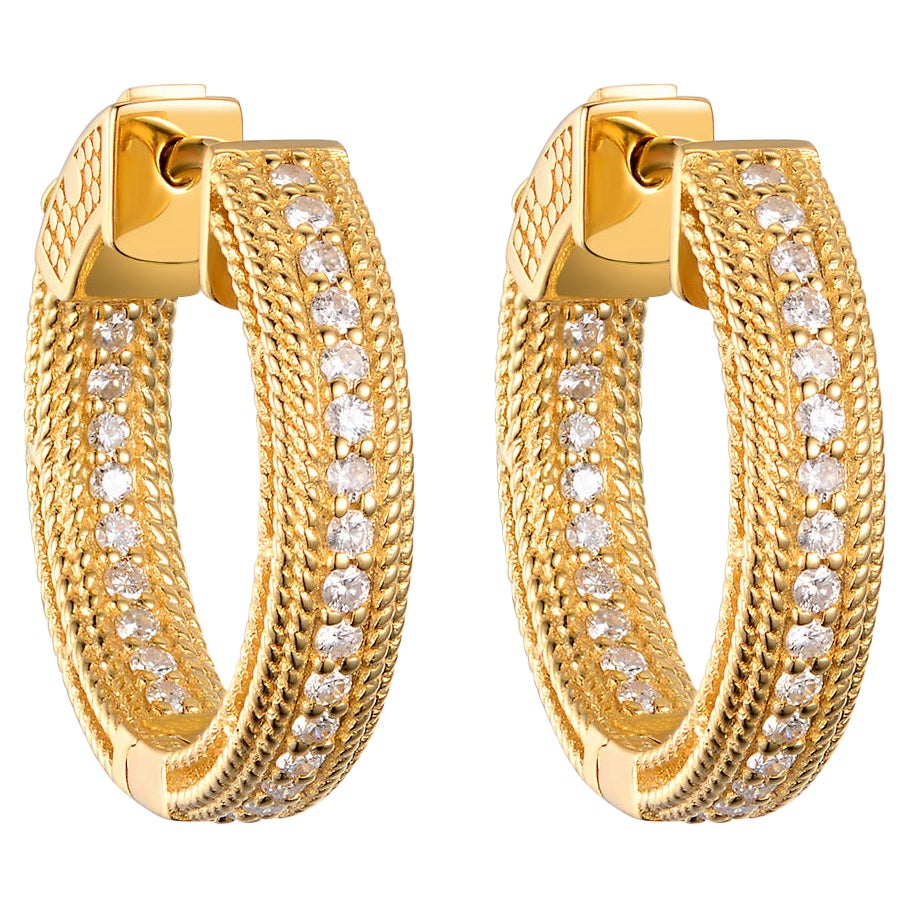 0.33ct Diamond Hoop Earrings In 9ct Yellow Gold main image 1