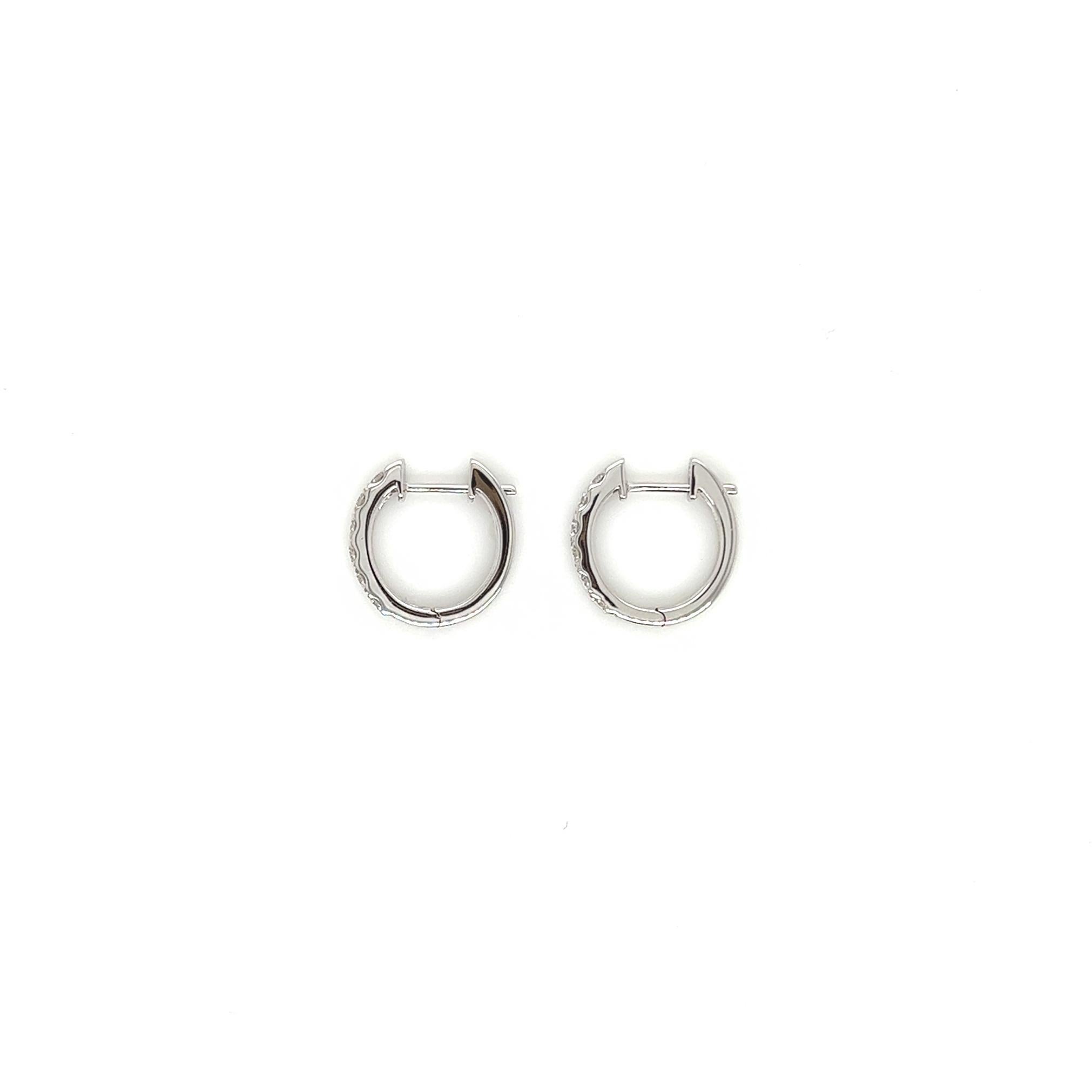 0.50 Carat Diamond Pave-Set Hoop Earrings in 14K White Gold In New Condition For Sale In New York, NY