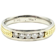 0.50 Carat Diamond Platinum and 18 Karat Yellow Gold Band