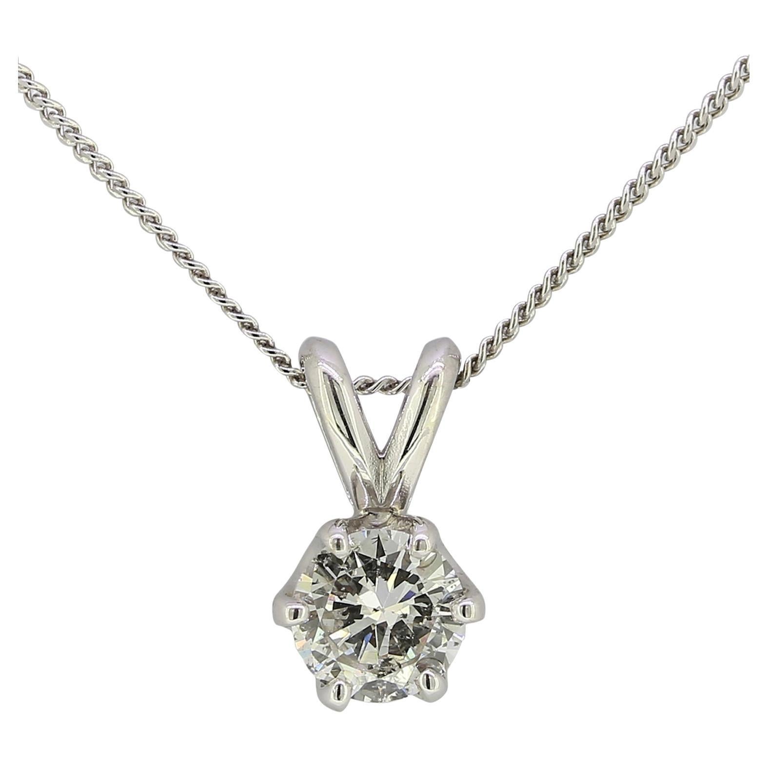 Collar Colgante Solitario de Diamantes de 0.50 Quilates