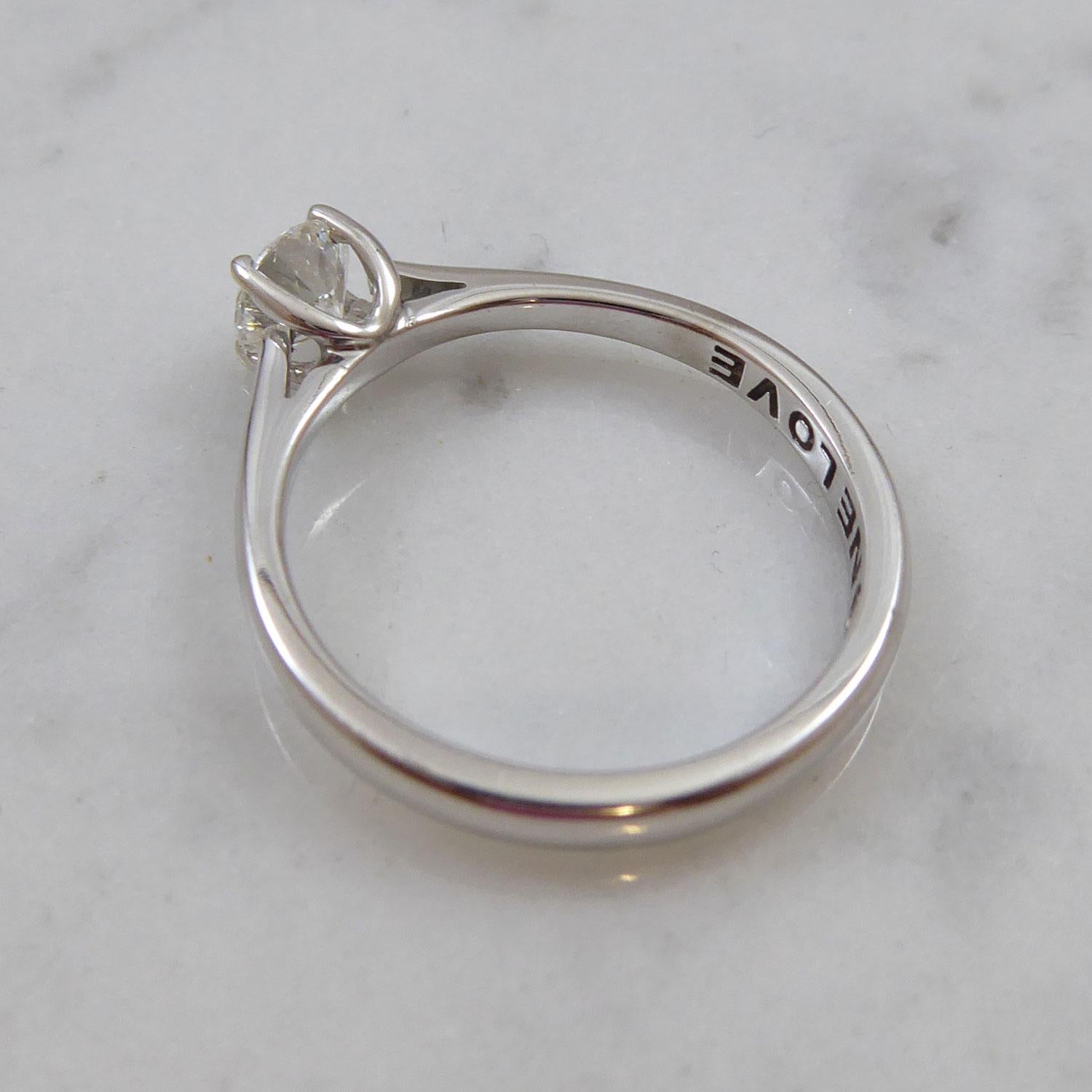 Brilliant Cut 0.50 Carat Diamond Solitaire Ring in 18ct White Gold, Inscribed 