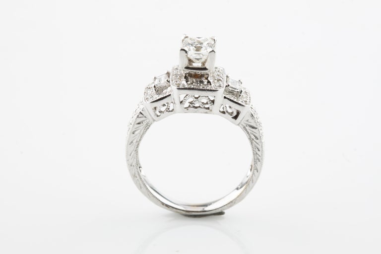 0.50 Carat Diamond Solitaire Three-Stone Ring in White Gold For Sale at ...