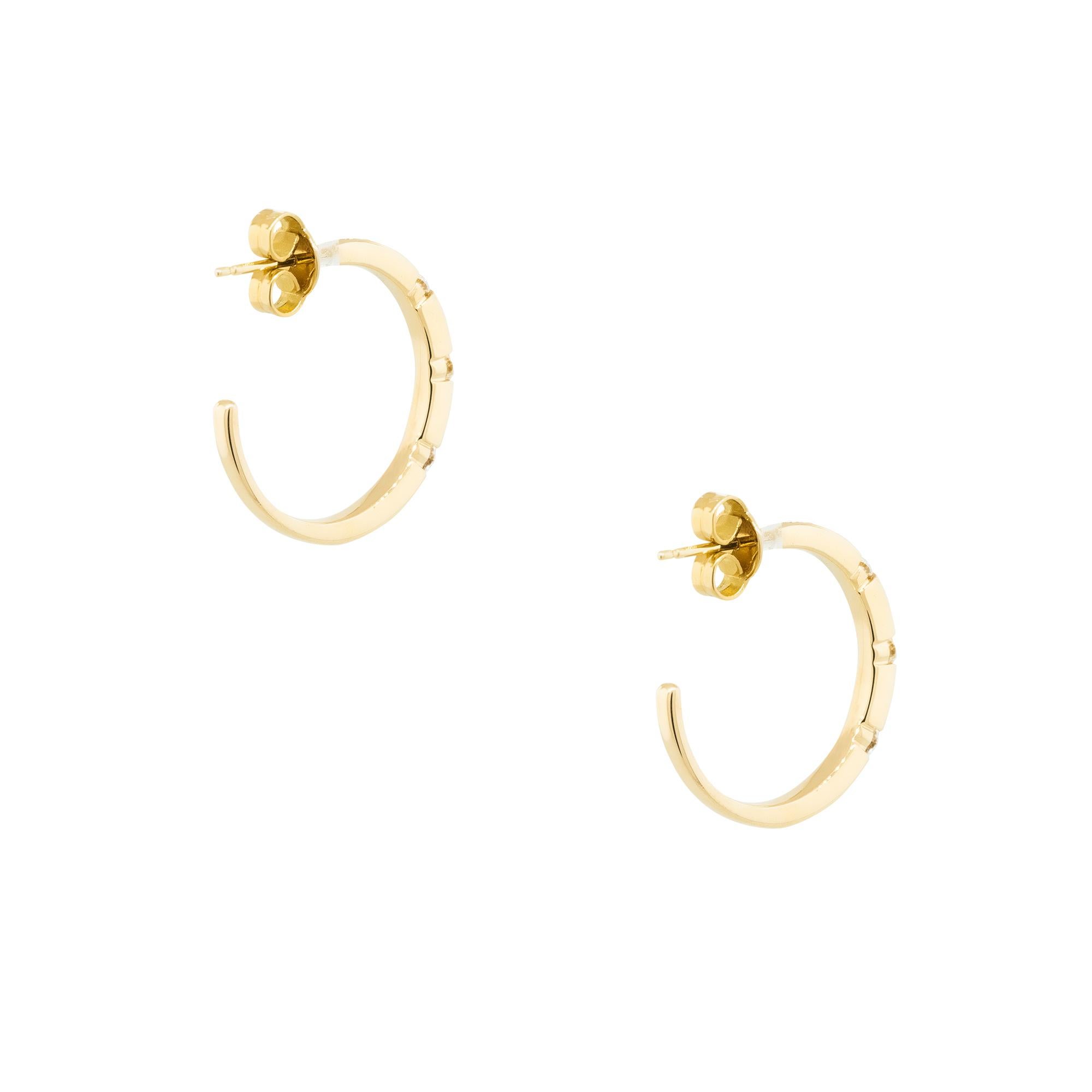 Women's 0.50 Carat Diamond Station Hoop Earrings 18 Karat in Stock For Sale