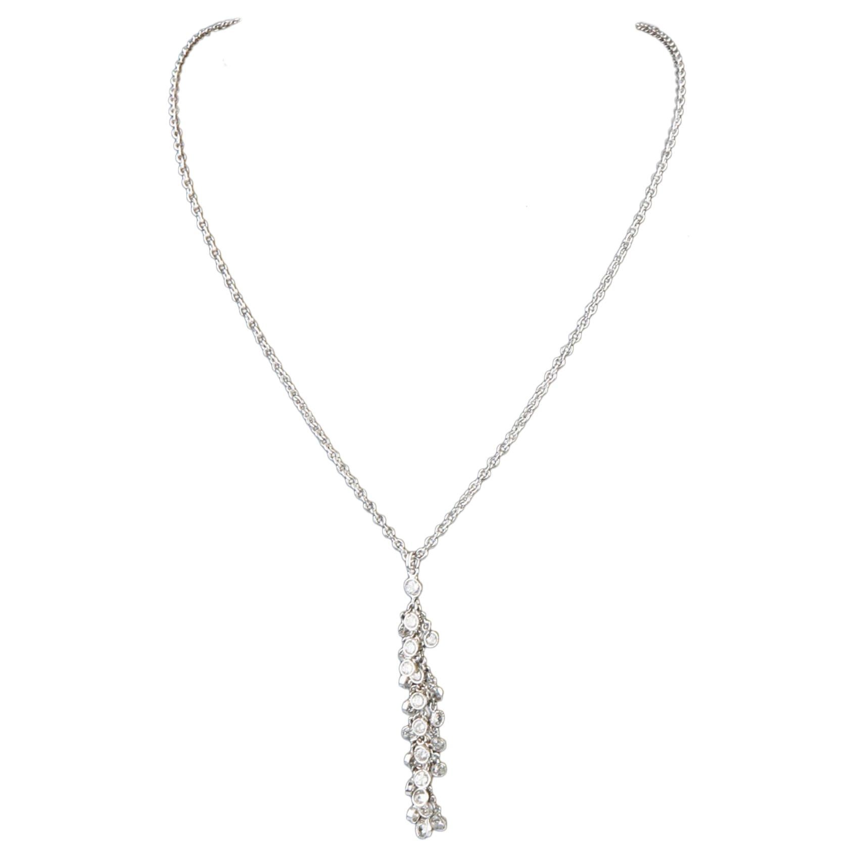 0.50 Carat Diamond Tassel Choker Necklace in White Gold For Sale