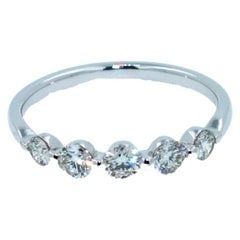 0.50 Carat Diamond Thin Small Stackable Dainty Line Half Band White Gold Ring