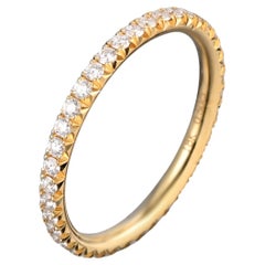 0.50 Carat Diamond Wedding Band FG/VS 18K Yellow Gold Eternity Ring French Pave
