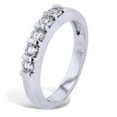 Estate 0.50 Carat White Diamond and 14 karat White Gold Band Ring