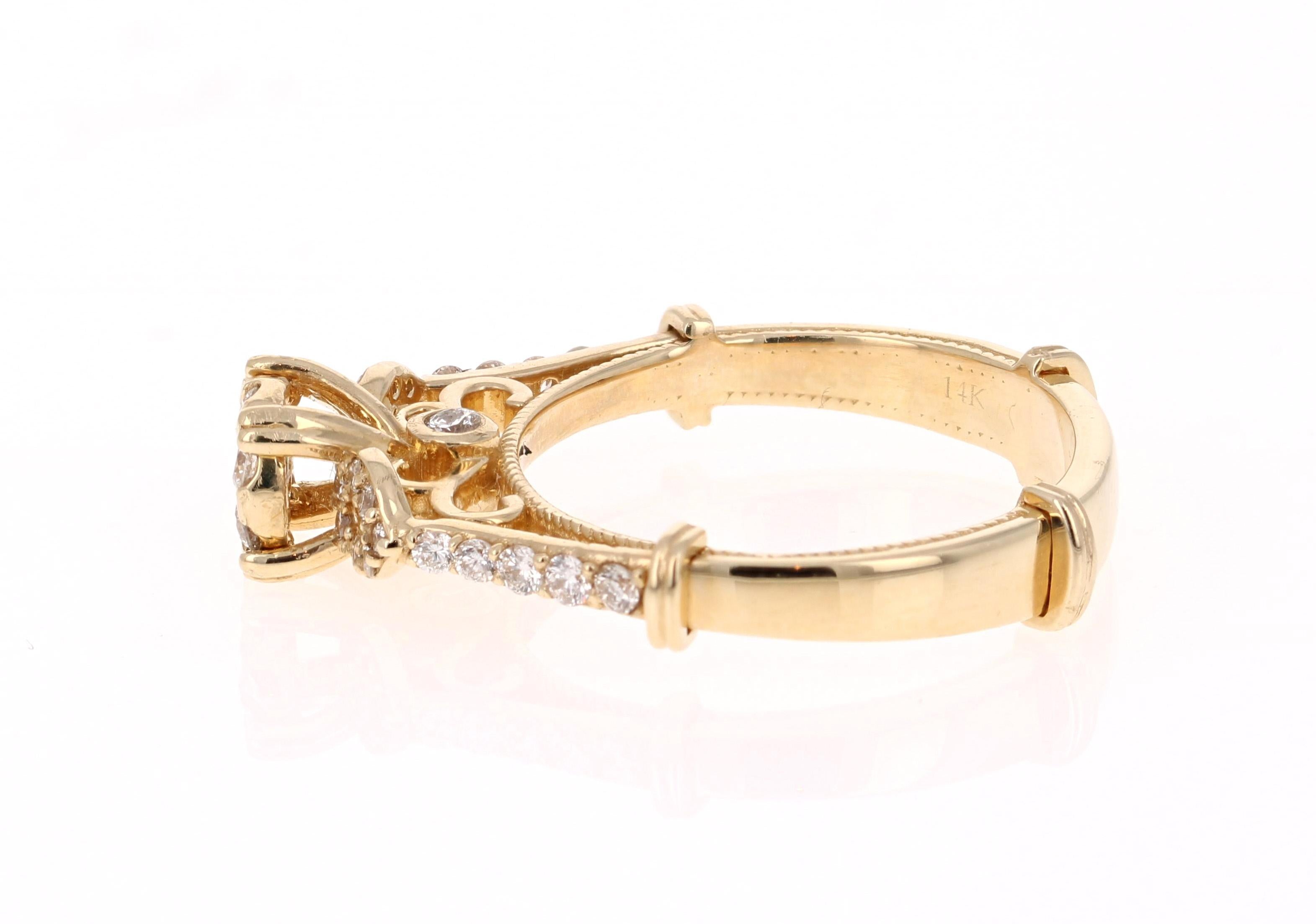 Contemporain Bague de fiançailles en or jaune avec diamants de 0,50 carat en vente