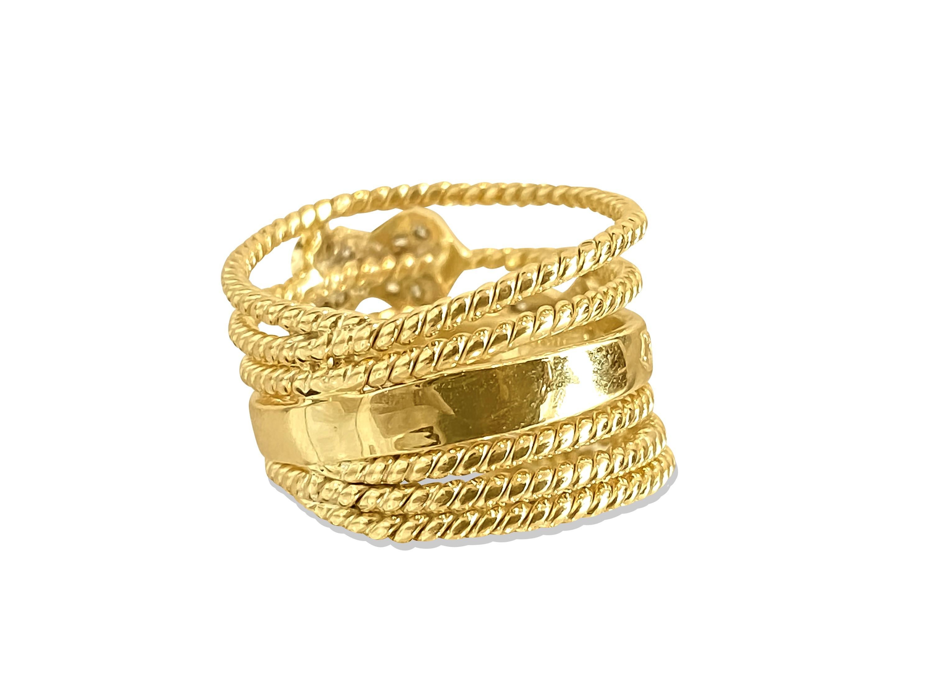 0.50 Carat Diamond Yellow Gold Modern Engagement Band In Excellent Condition For Sale In Miami, FL
