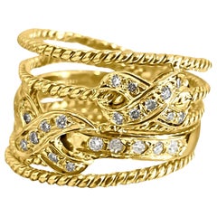 0.50 Carat Diamond Yellow Gold Modern Engagement Band