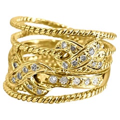 0.50 Carat Diamond Yellow Gold Modern Engagement Band/Ring