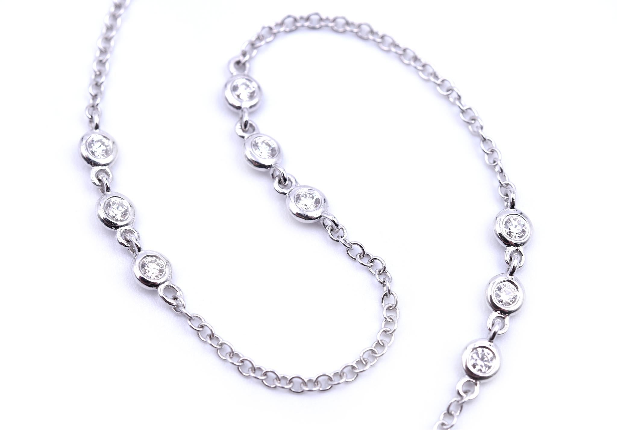 0.50 Carat Diamonds by The Yard 18 Karat White Gold Necklace In Excellent Condition In Scottsdale, AZ