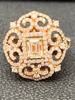 0.50 Carat Emerald Cut Diamond Cocktail Ring in 18K Rose Gold