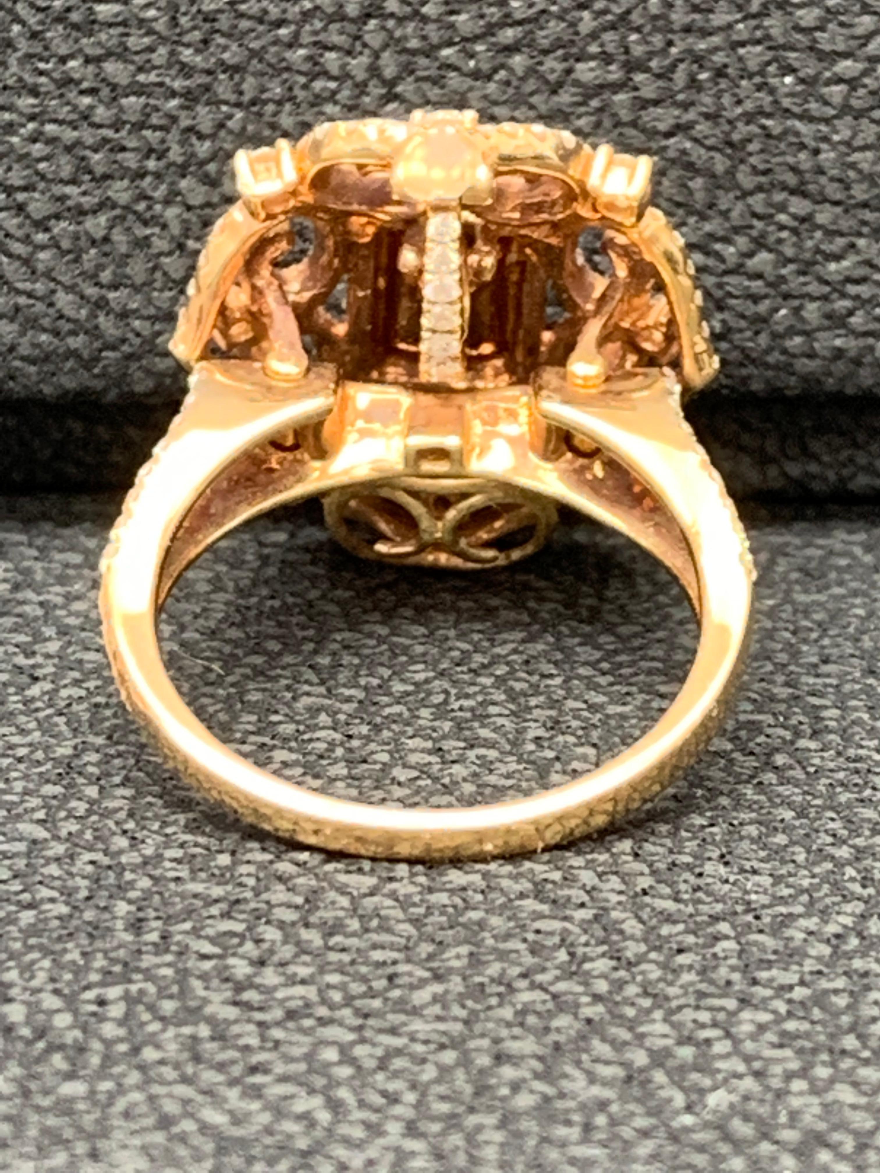 0.50 Carat Emerald Cut Diamond Cocktail Ring in 18K Rose Gold In New Condition For Sale In NEW YORK, NY