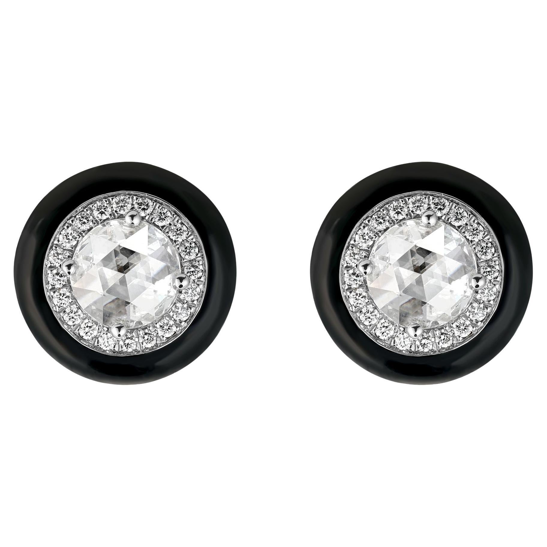 0,50 Karat Emaille-Rosenschliff-Ohrstecker, Ohrring im Angebot