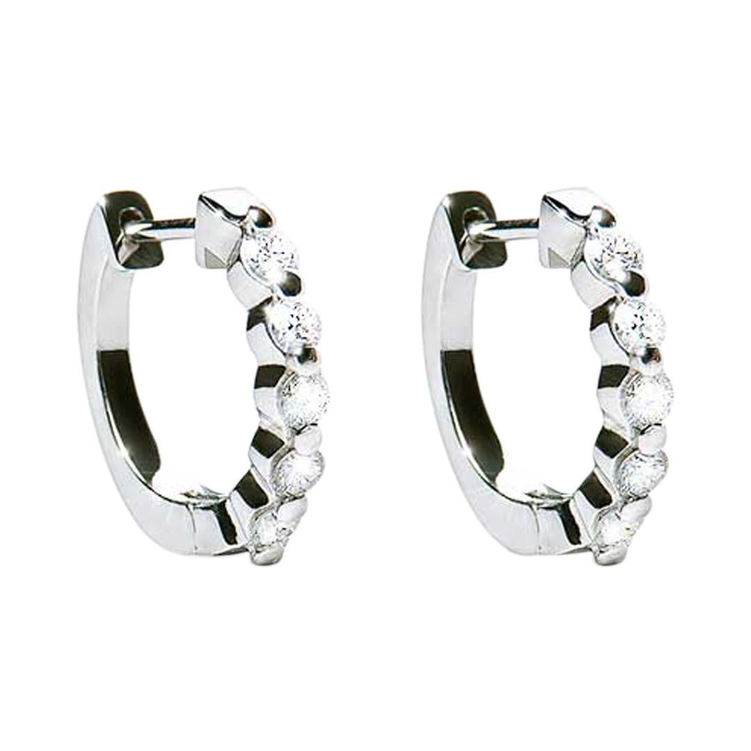 0.50 Carat F VS Diamond 18 Karat White Gold Huggie Earrings Natalie Barney For Sale