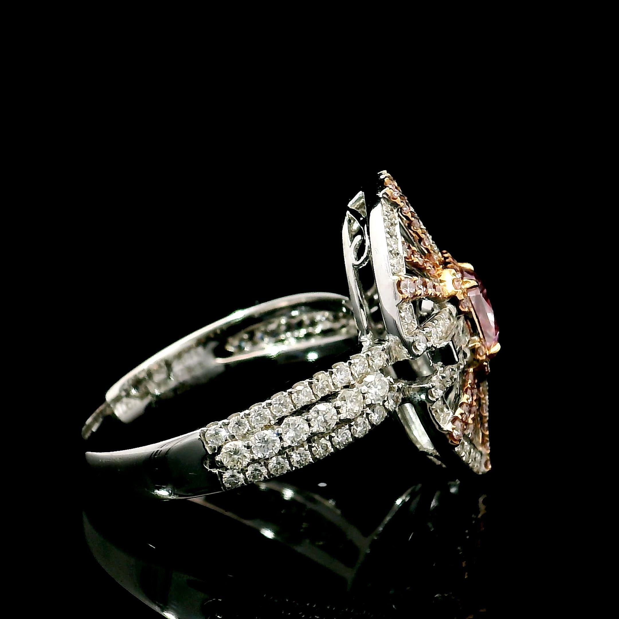 0,50 Karat Pink Diamond Ring VS2 Reinheit GIA zertifiziert (Kissenschliff) im Angebot