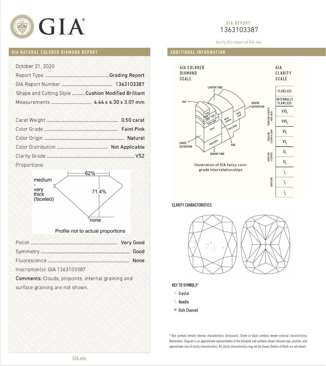 0,50 Karat Pink Diamond Ring VS2 Reinheit GIA zertifiziert im Angebot 1
