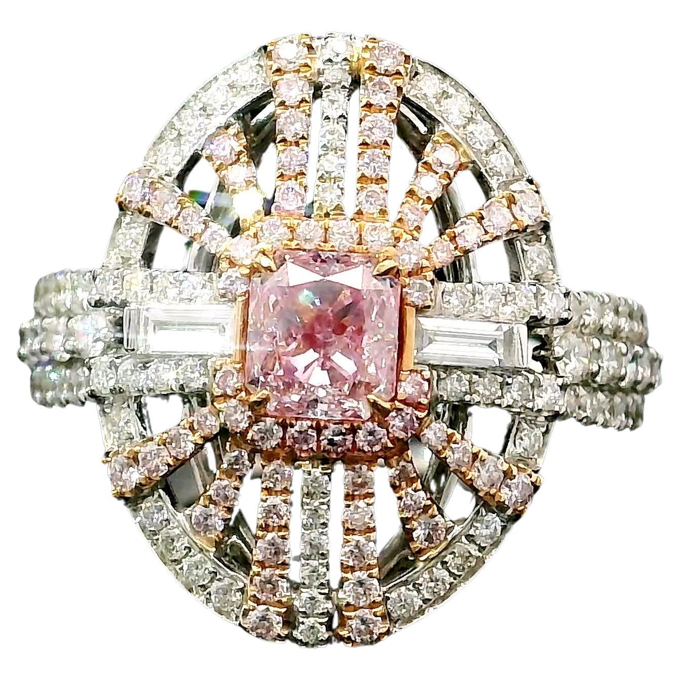 0,50 Karat Pink Diamond Ring VS2 Reinheit GIA zertifiziert im Angebot