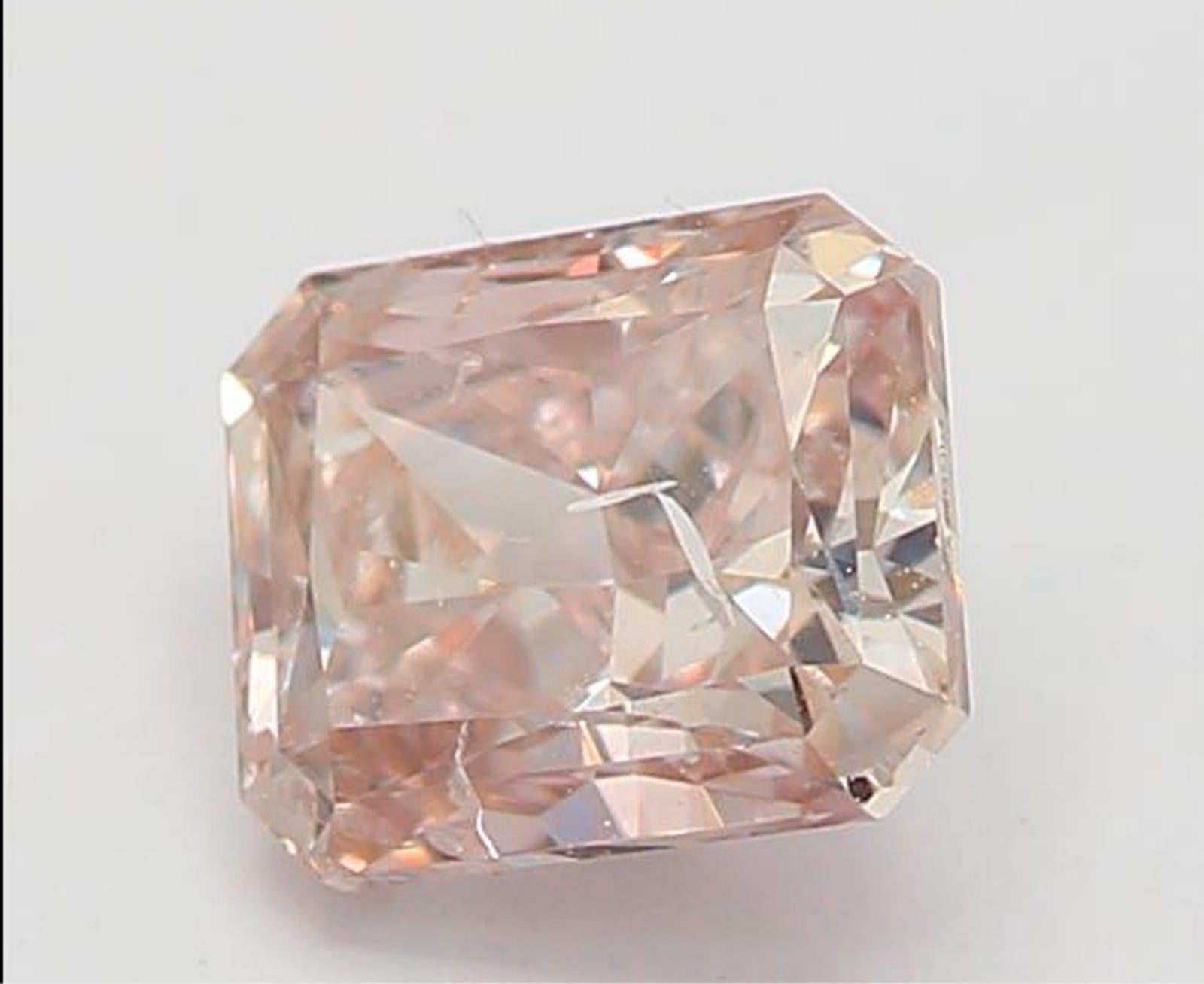 0.50 Karat Fancy Brown Pink Radiant Cut Diamant I2 Reinheit GIA zertifiziert (Radiantschliff) im Angebot