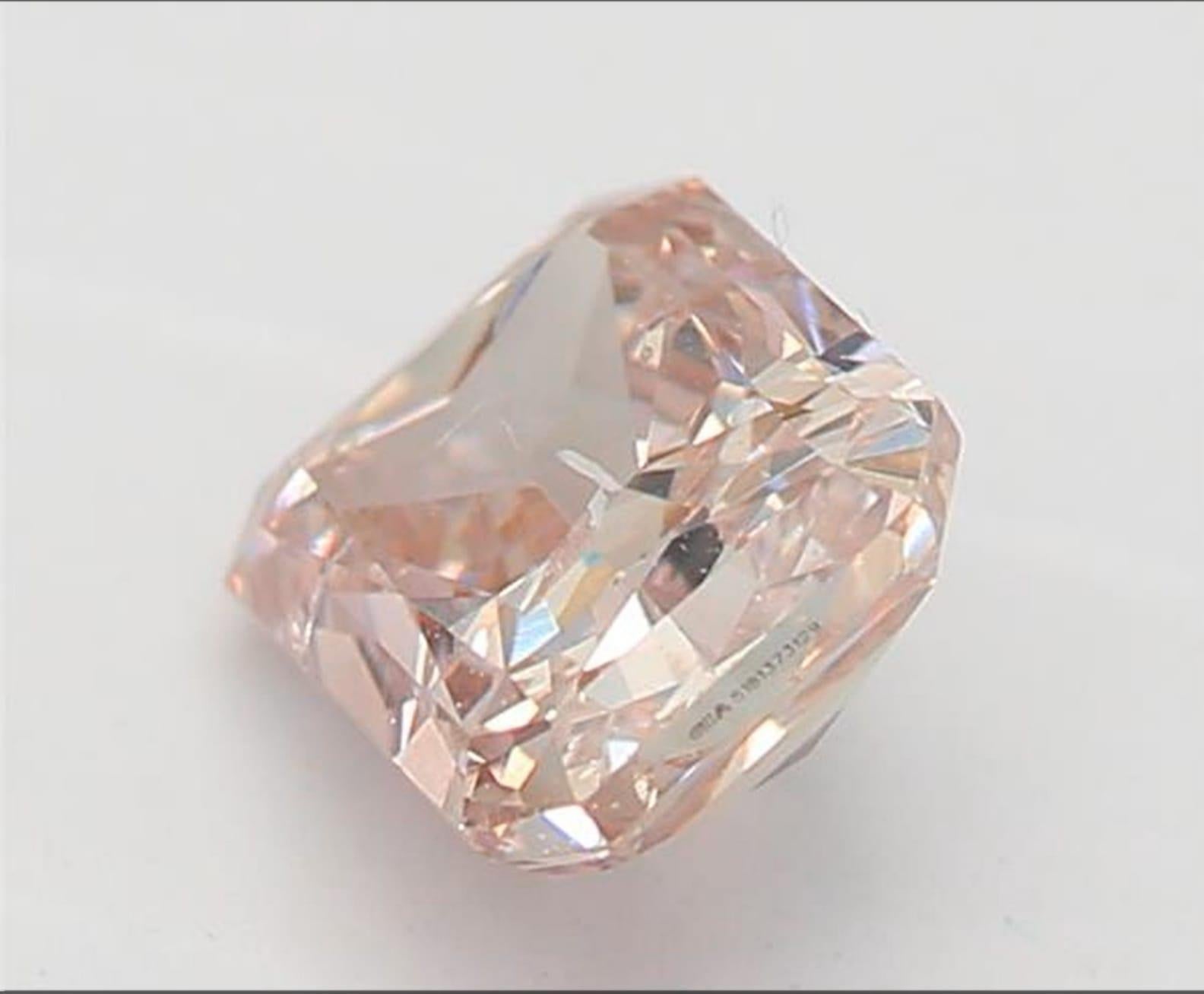 Women's or Men's 0.50 Carat Fancy Brown Pink Radiant Cut Diamond I2 Clarity GIA Certified For Sale