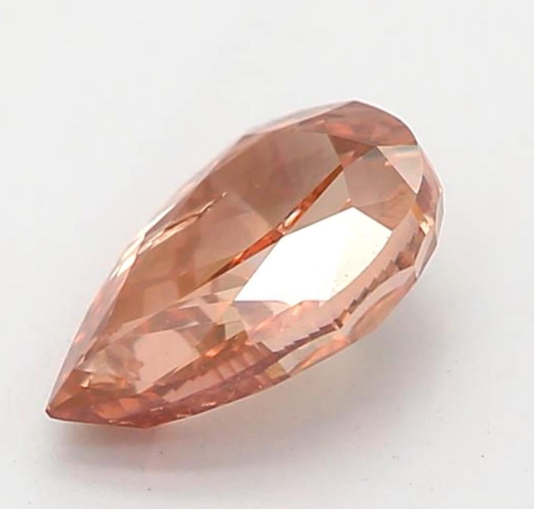 0.50 Carat Fancy Deep Brown Pink Pear Cut Diamond I1 Clarity GIA Certified In New Condition For Sale In Kowloon, HK