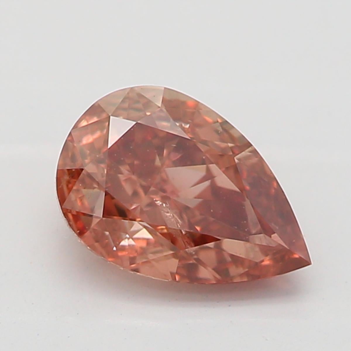 0.50 Carat Fancy Deep Brown Pink Pear Cut Diamond I1 Clarity GIA Certified For Sale 1
