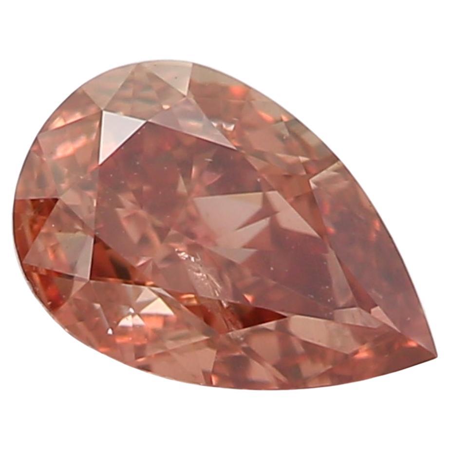 0.50 Carat Fancy Deep Brown Pink Pear Cut Diamond I1 Clarity GIA Certified
