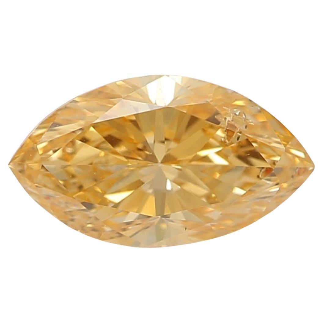 Diamant de taille marquise jaune orangé intense de 0,50 carat certifié GIA