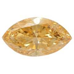 Diamant de taille marquise jaune orangé intense de 0,50 carat certifié GIA