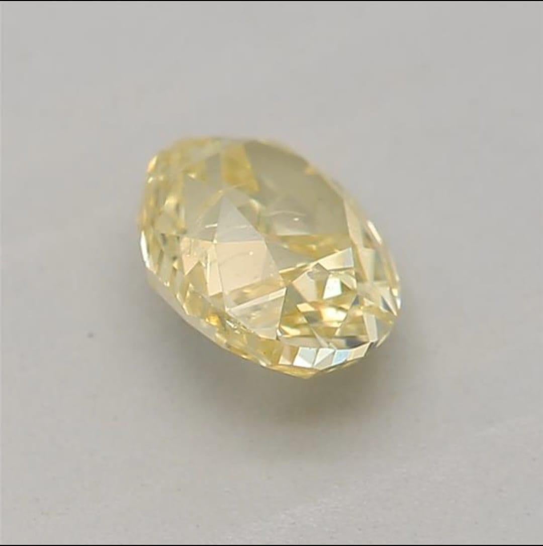 0.50 Carat Fancy Intense Yellow Oval shaped diamond I1 Clarity GIA Certified In New Condition For Sale In Kowloon, HK
