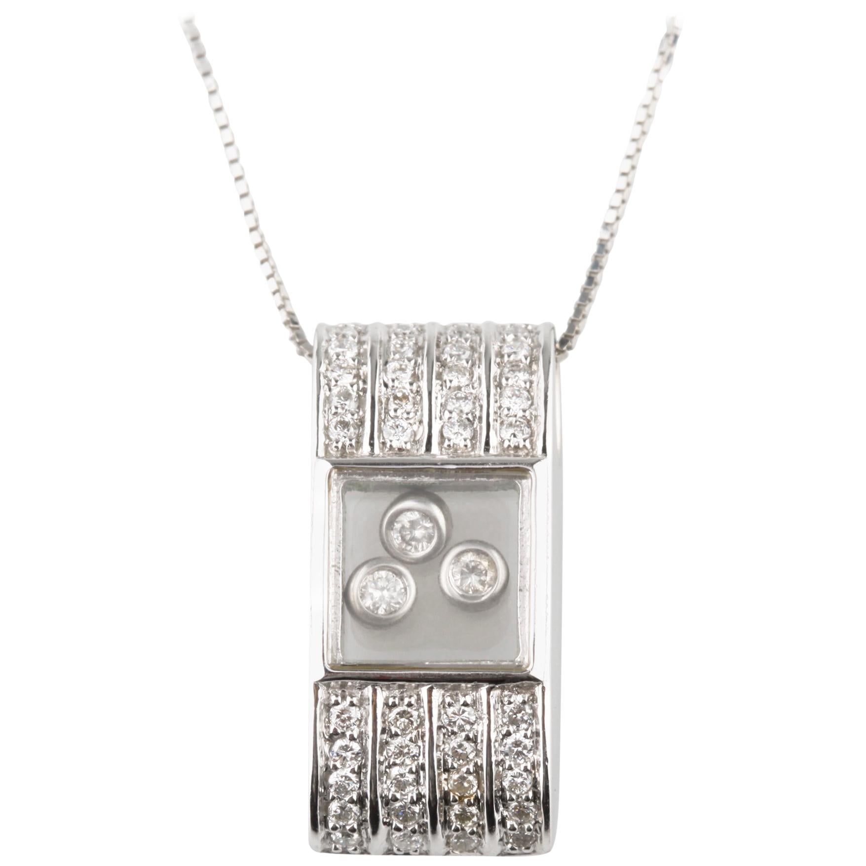 0.50 Carat Floating Diamonds Pendant Set in 14 Karat White Gold with Chain For Sale