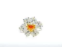 0.50 Carat GIA Certified Fancy Vivid Yellowish Orange Diamond and Diamond Ring