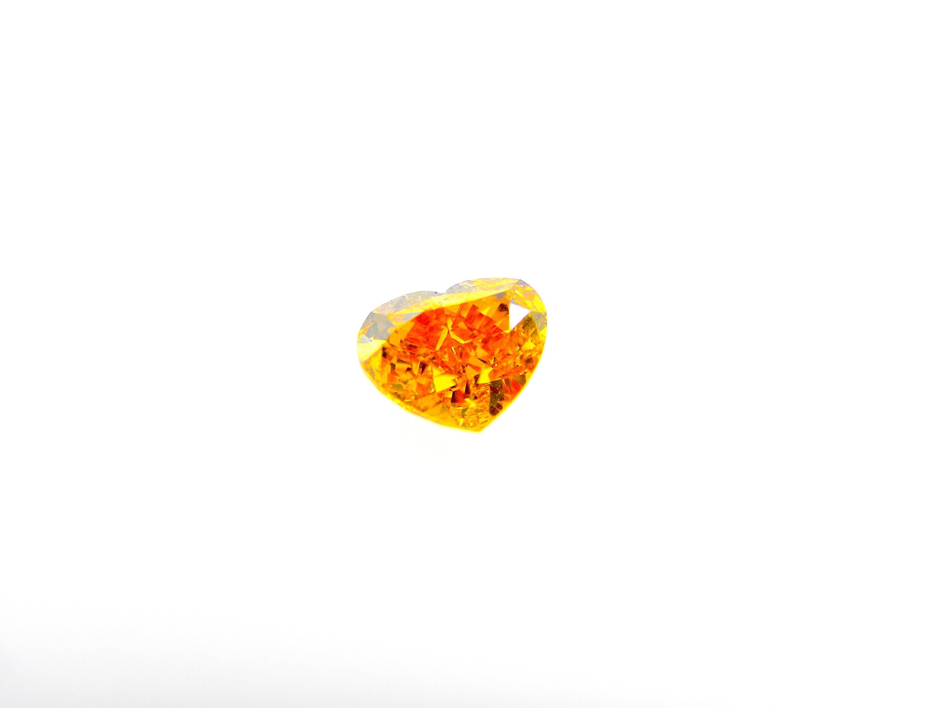 Contemporary 0.50 Carat GIA Certified Fancy Vivid Yellowish Orange Heart-Shaped Diamond