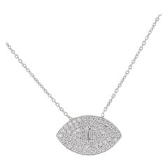 0.50 Carat Round/Baguette Diamond Eyes Chain Necklaces White Gold	Necklace 