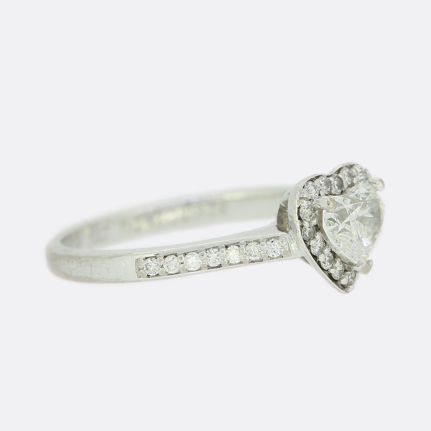 Heart Cut 0.50 Carat Heart Shape Diamond Halo Ring For Sale
