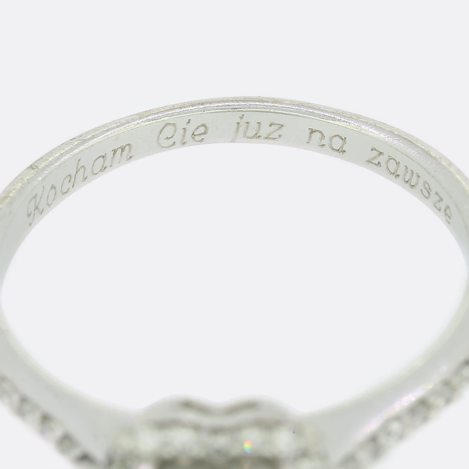 Women's 0.50 Carat Heart Shape Diamond Halo Ring For Sale