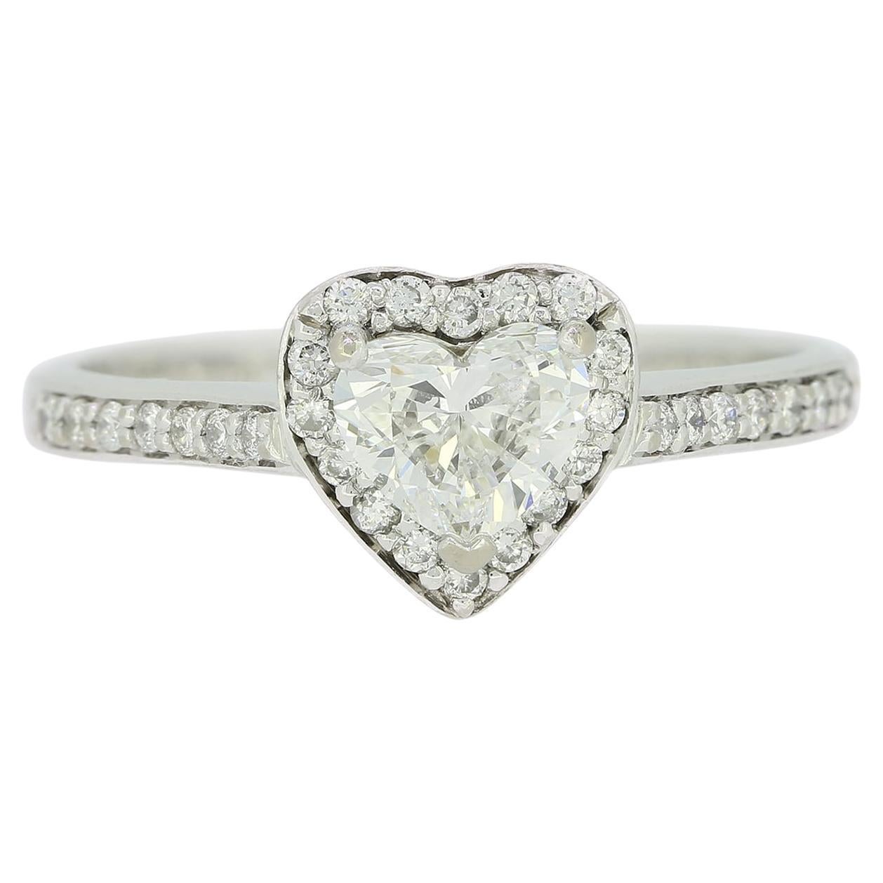 0.50 Carat Heart Shape Diamond Halo Ring For Sale