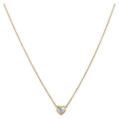 0.50 Carat Heart Shaped Diamond, G SI1, 14 Karat Yellow Gold Pendant Necklace
