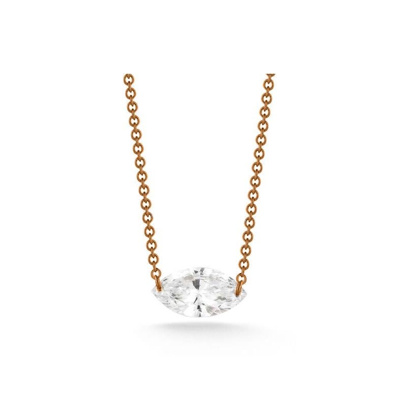 0.50 Carat Marquise Diamond Necklace in 14 Karat Rose Gold In New Condition In Chicago, IL