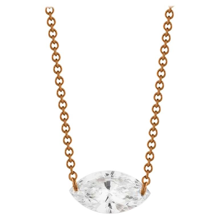 0.50 Carat Marquise Diamond Necklace in 14 Karat Rose Gold