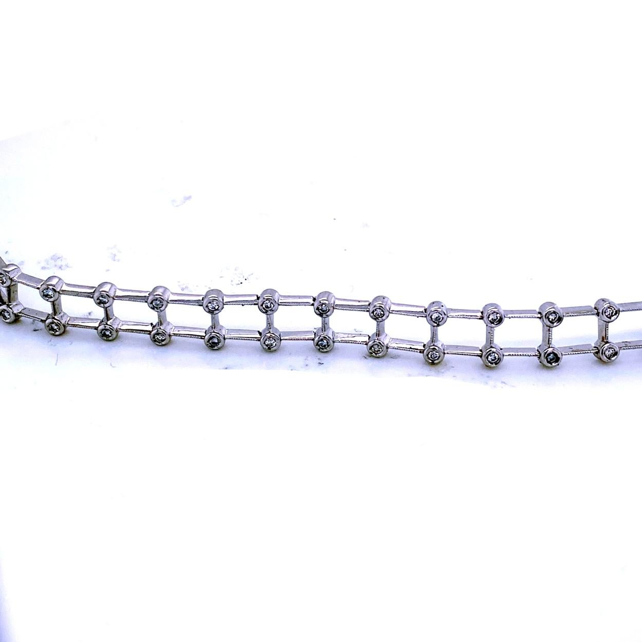 Women's 0.50 Carat double row Milgrained Bezel Set Diamond Bracelet For Sale