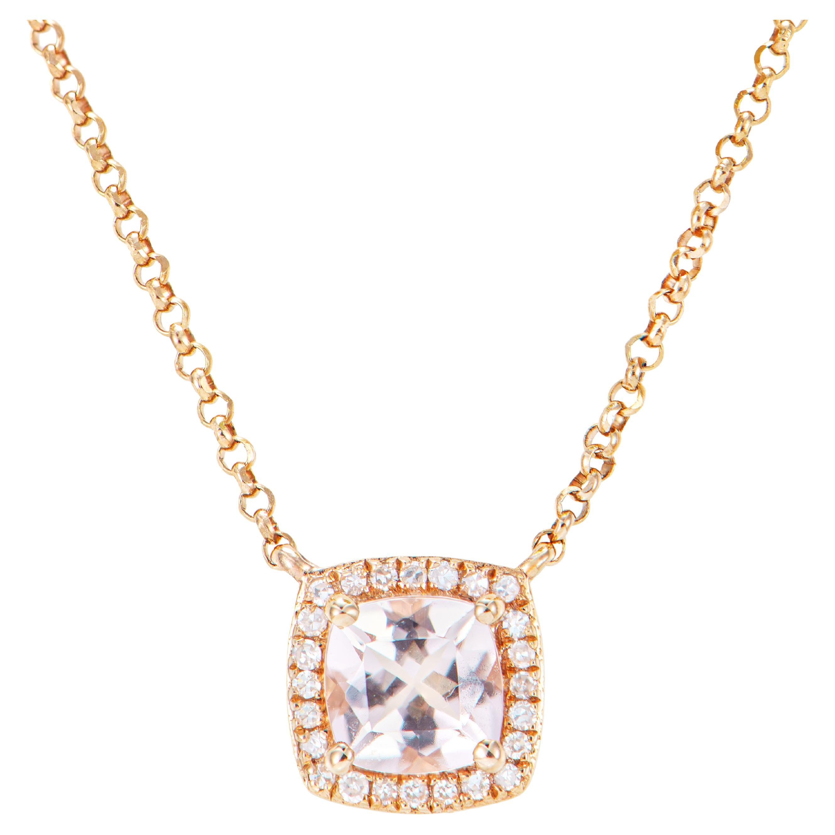 0.50 Carat Morganite Pendant in 18Karat Rose Gold with White Diamond. For Sale