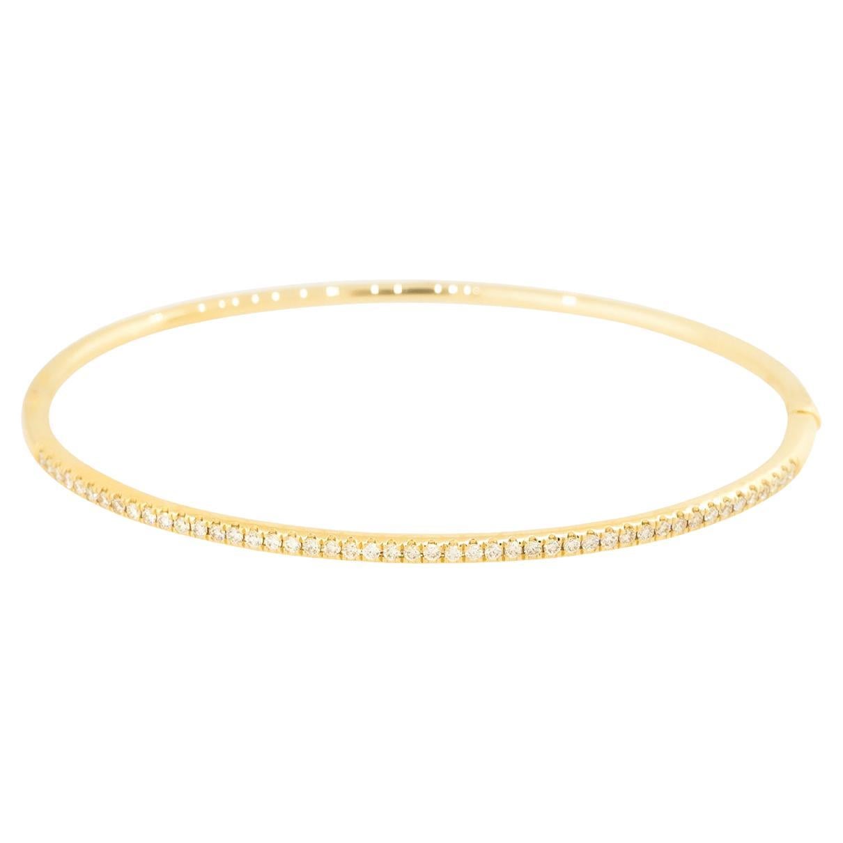 Bracelet jonc étroit en or 18 carats avec diamants de 0,50 carat