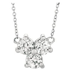 Collier à 3 pierres en or blanc 14 carats avec diamants naturels de 0,50 carat, chaîne G SI