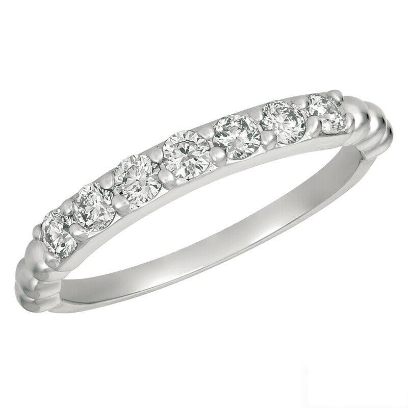 For Sale:  0.50 Carat Natural 7 Stone Diamond Ring Band 14K White Gold 2