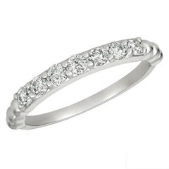 0.50 Carat Natural 7 Stone Diamond Ring Band 14K White Gold
