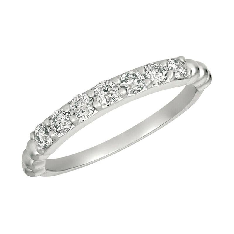 For Sale:  0.50 Carat Natural 7 Stone Diamond Ring Band 14K White Gold